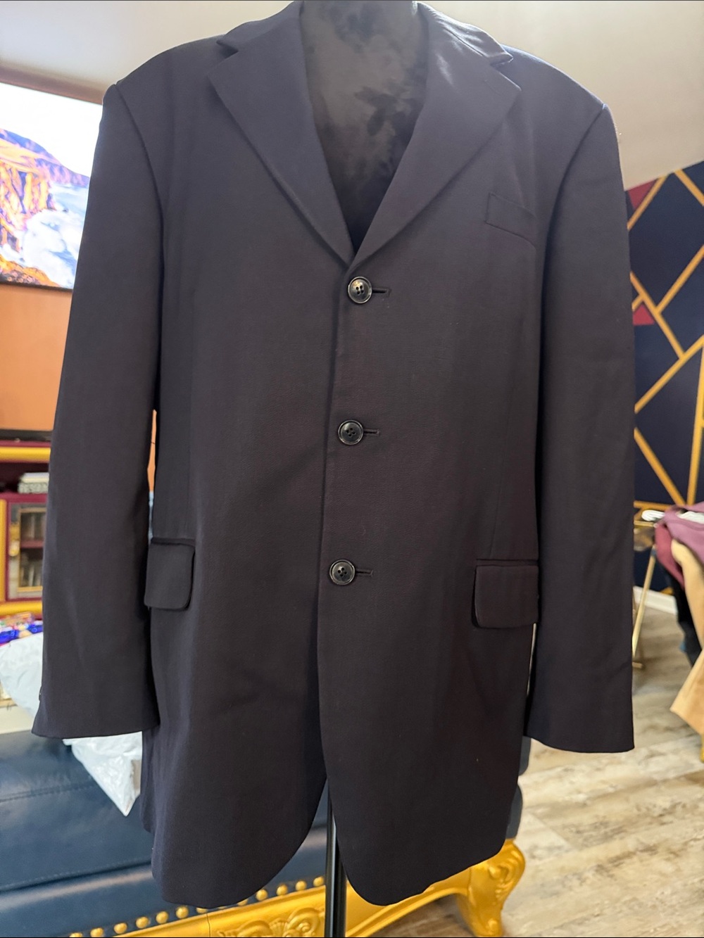 Albert Nipon Navy Blue Three-Button Men's Blazer made for Lord & Taylor